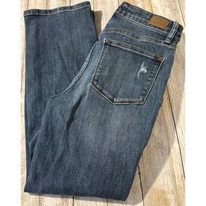 Judy Blue Women's Distressed Straight Leg Jeans Size 5/27 Blue Denim stretch
